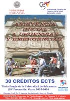 Cartel Diploma de Especialización en asistencia inicial a urgencias y emergencias (Semi-presencial). 18ª Promoción. Título Propio de la Universidad de Salamanca.