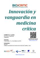 Curso Innovación y Vanguardia en Medicina Crítica 2018 Cartel Curso Innovación y Vanguardia en Medicina Crítica 2018.
