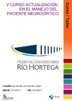 V Curso Actualización en el Manejo del Paciente Neurocrítico. Cartel V Curso Actualización en el Manejo del Paciente Neurocrítico.