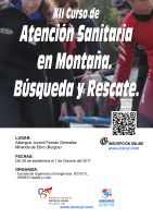 XII Curso de Atención Sanitaria en Montaña. Búsqueda y Rescate. Cartel XII Curso de Atención Sanitaria en Montaña. Búsqueda y Rescate.